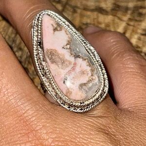 Brownish Pink Rhodochrosite Ring Size 6 1/4